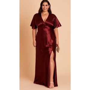 Birdy Grey Jesse Kimono Shiny Satin Cabernet Dress Large NWT